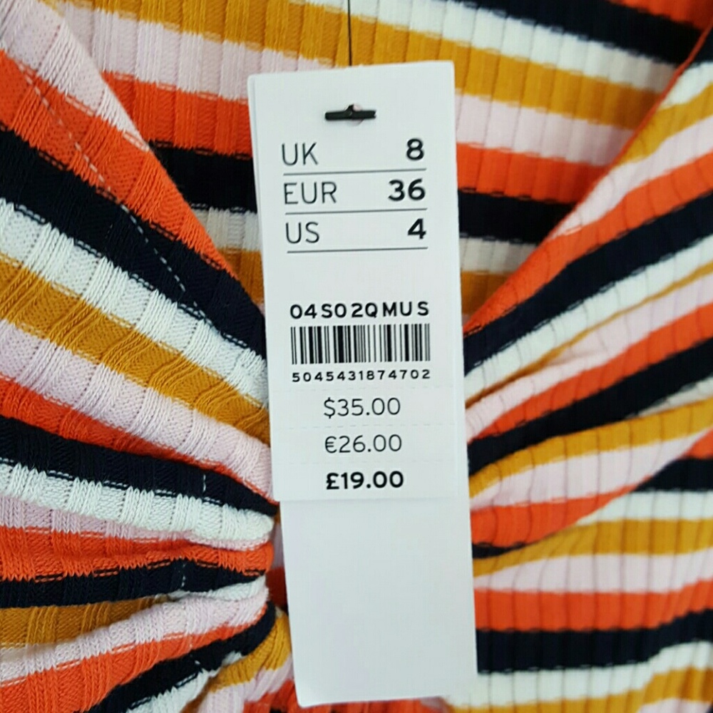 NWT TOPSHOP Stripe Ribbed Crop Top-Size 4 - Picture 7 of 7